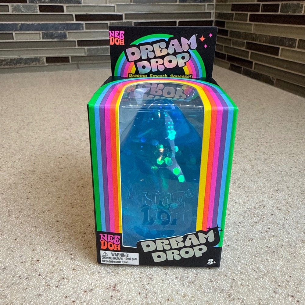 Authentic NeeDoh Dream Drop Blue Glitter Sensory Fidget Squeeze Toy Schylling